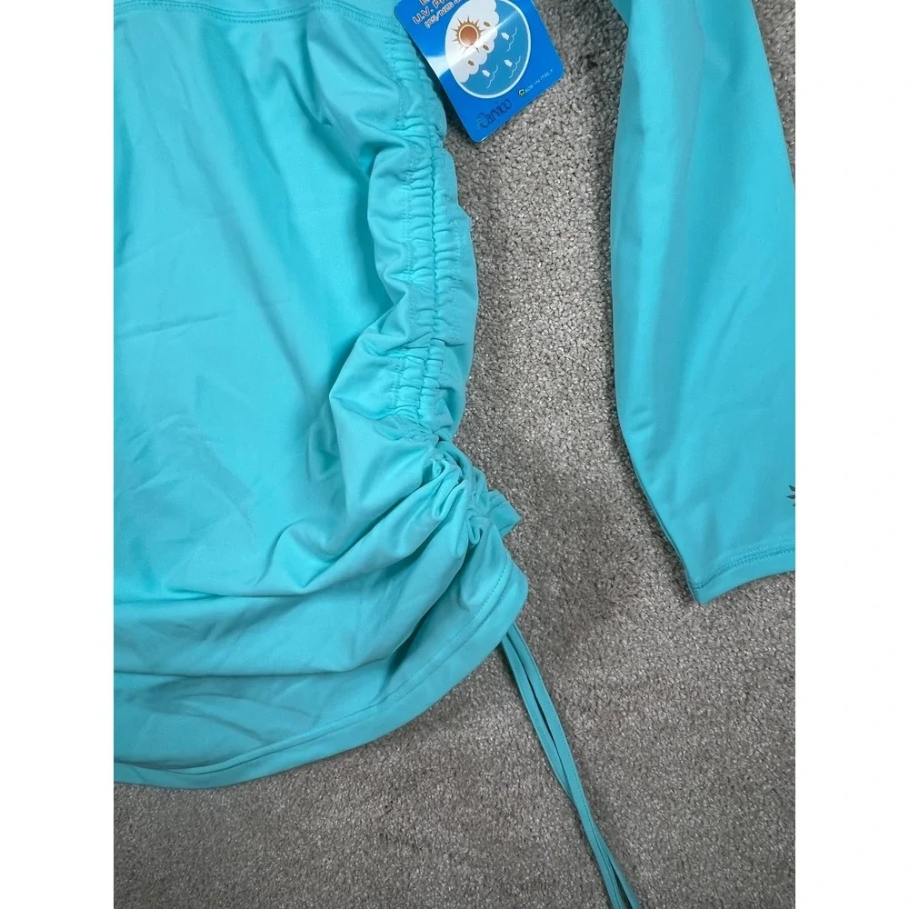 Athleta Swim Dress Rash Guard NWT Turquoise Cover Up UPF 50+ Ruched L - Picture 4 of 8